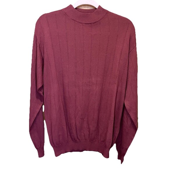 Fenzia Men’s Sweater Vintage Size Medium Burgundy Cotton Blend Crewneck - Picture 1 of 4